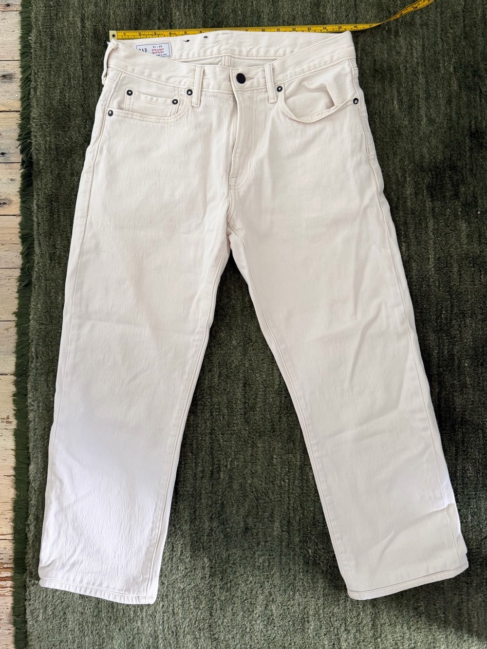 Gap Men's Cropped White Straight-Fit Jeans